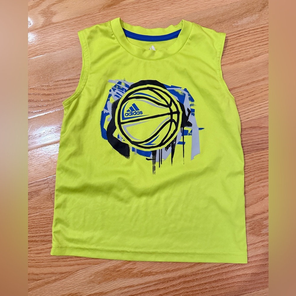 Adidas Lime Green Sleeveless Tee with Graphic